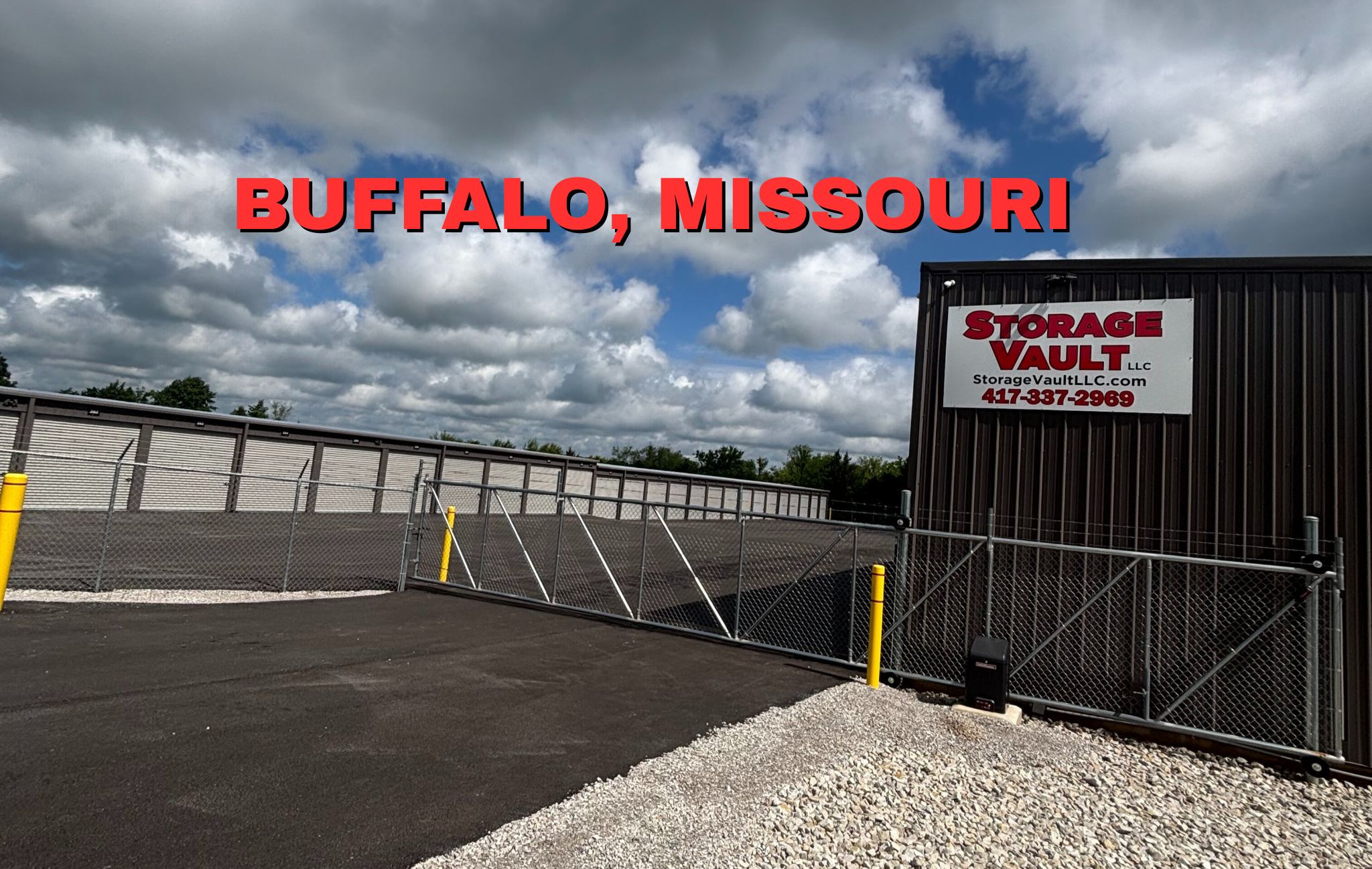 Storage Vault self-storage facility gate in Buffalo, Missouri